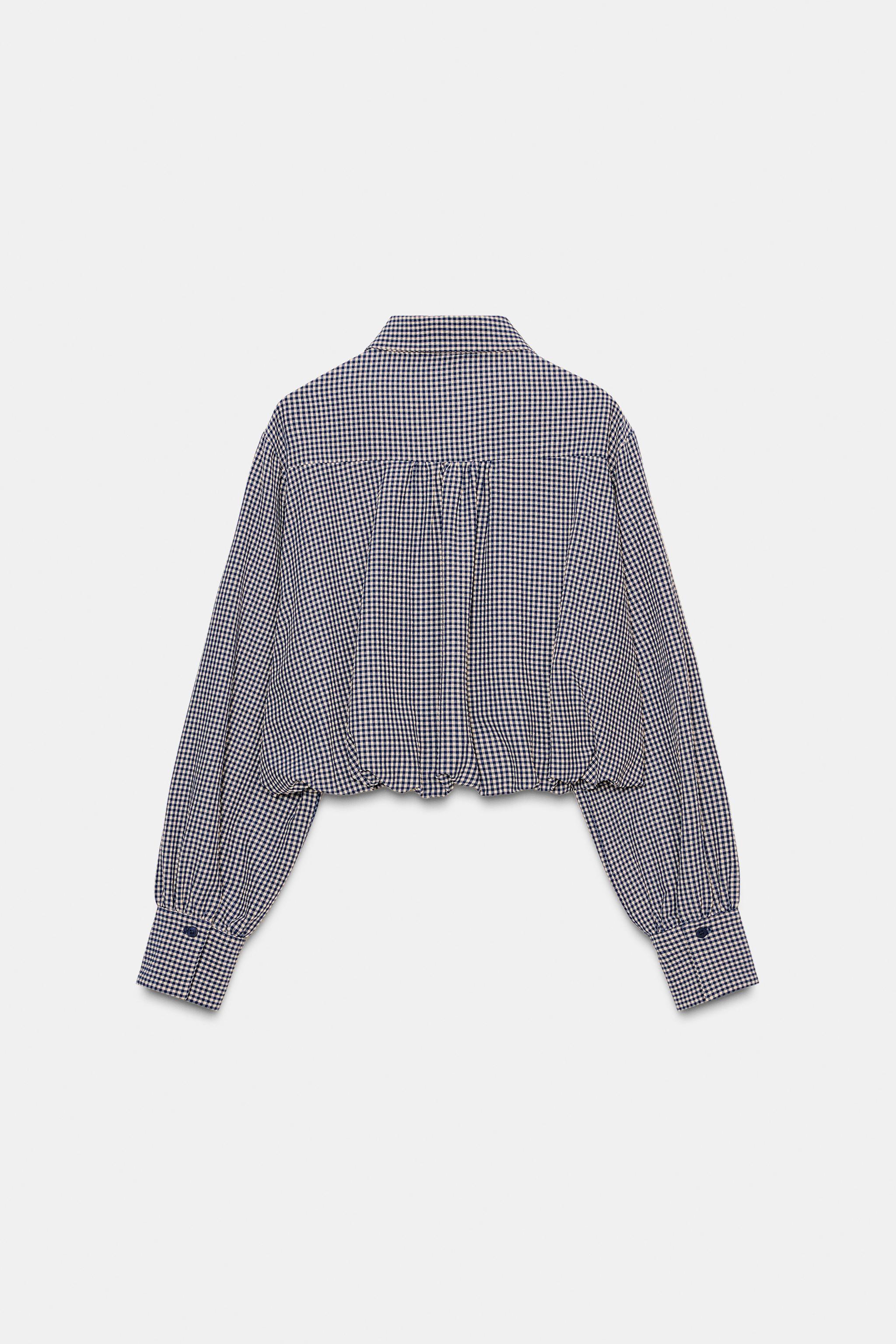 GINGHAM PRINT BALLOON SHIRT